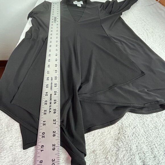 Joseph Ribkoff Womens Black V-Neck Asymmetrical Tunic Top Size 2 Stretch Casual - Picture 7 of 7
